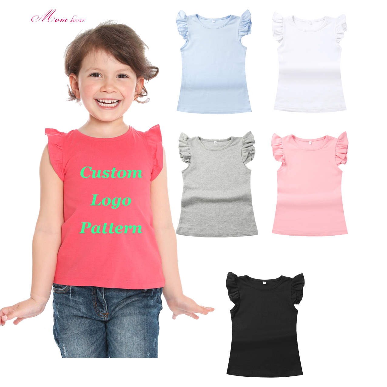 Ruffled Manschett T-Shirt eidel Summ Shirt kuerz Sleeve T-Shirts fir Meedercher