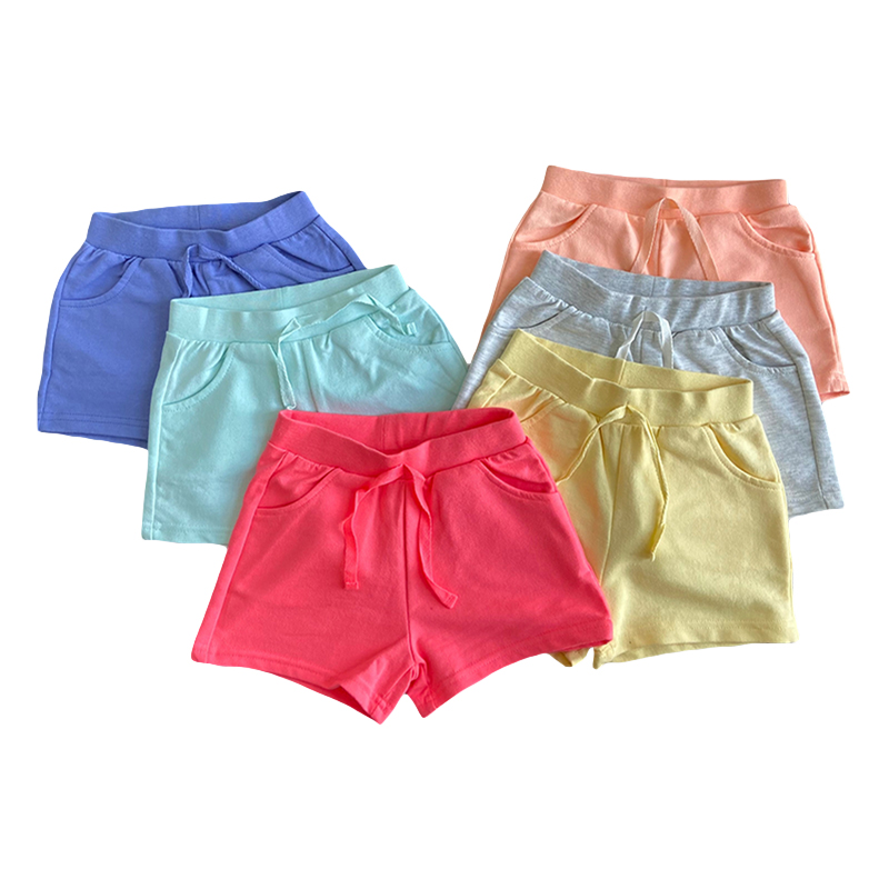 Zolidd Faarf Kanner Koteng Kids Meedercher Shorts