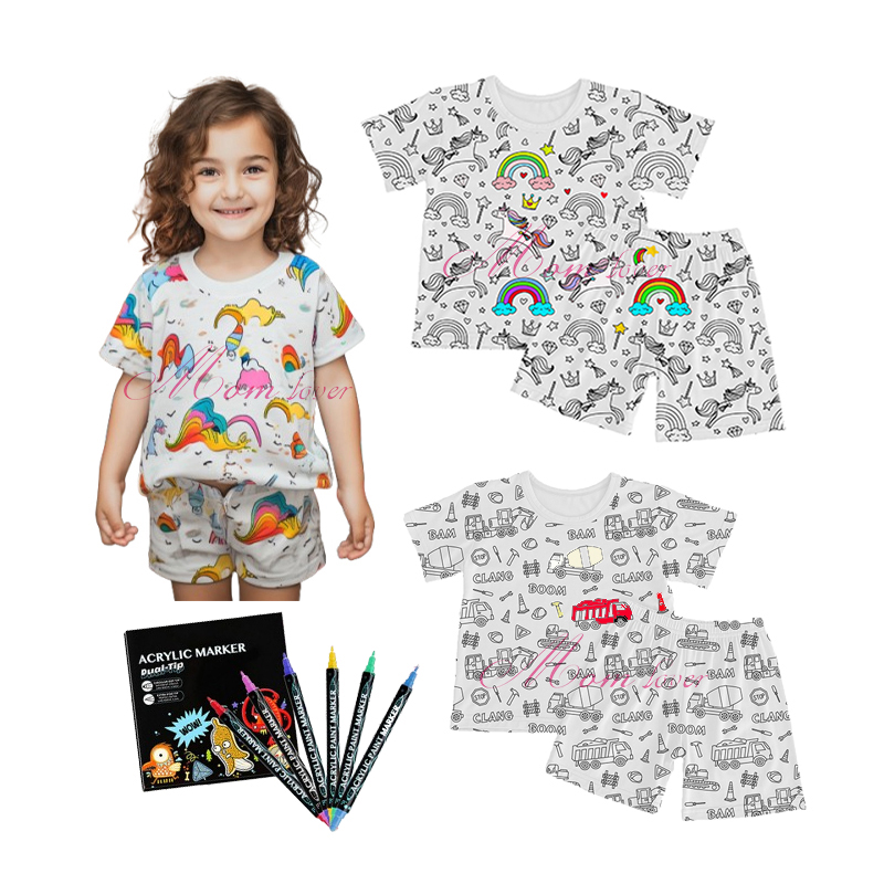 Kanner Cartoon Graffiti Pyjamas Diy Coloring Pajiama Sets