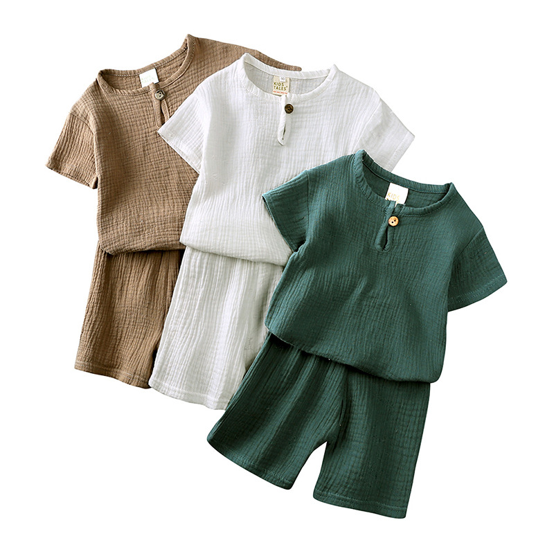 Toddler Muslin Outfit Set Ronn Halline kuerz Hals